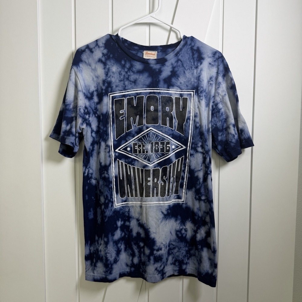 Emory University tie-dye t-shirt Size Medium 100% Cotton Blue White Women's